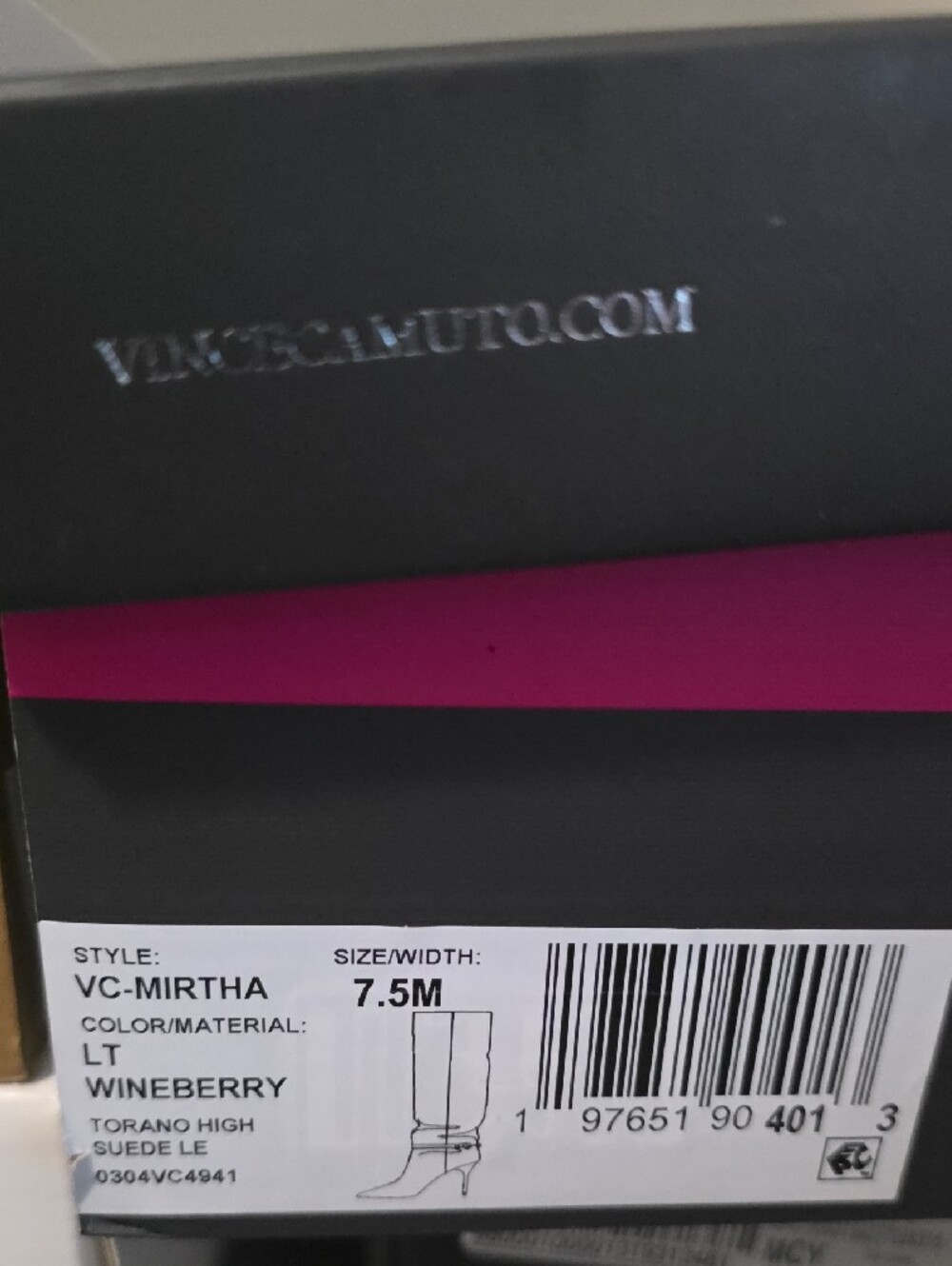 Vince Camuto Burgundy Suede Knee-High Pointed-Toe Stiletto Boot Size 7.5 M - Picture 10 of 10